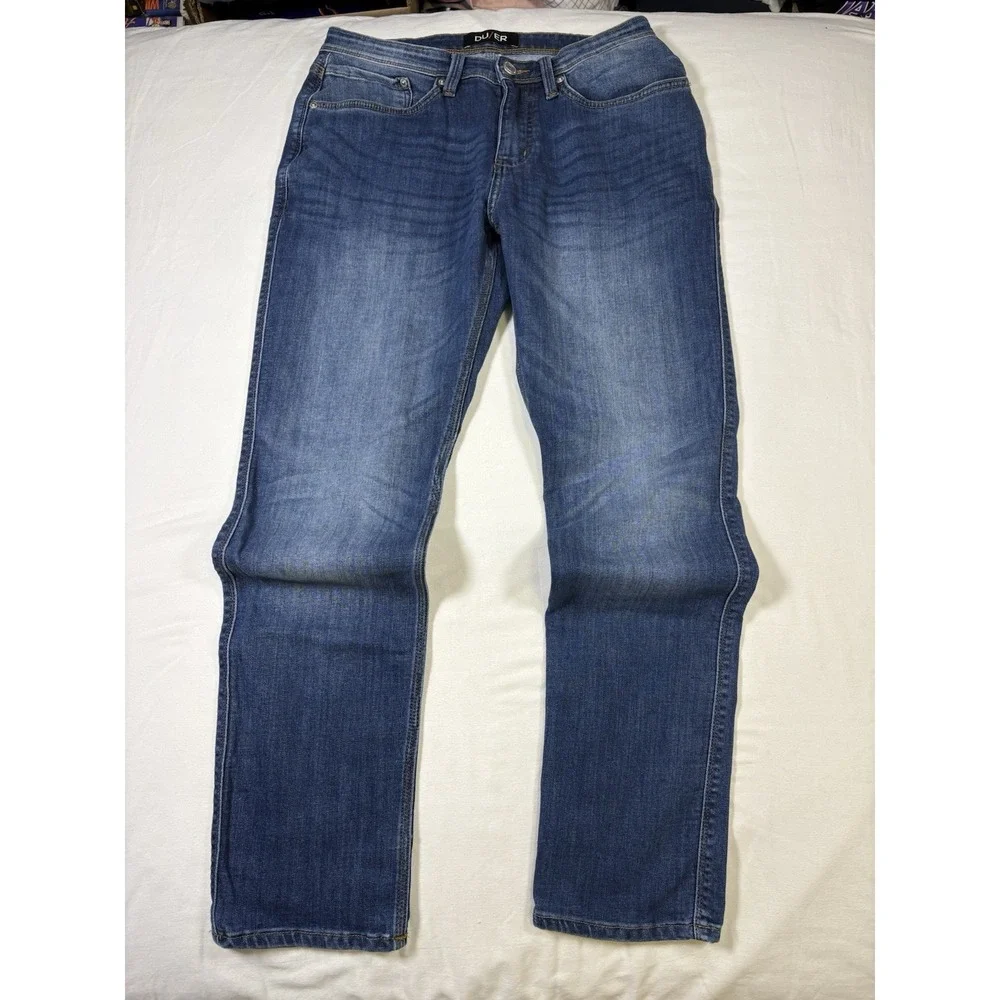 DU/ER L2X Performance Denim Pants Mens 32x32 Stretch Indigo Blue Coolmax Jeans